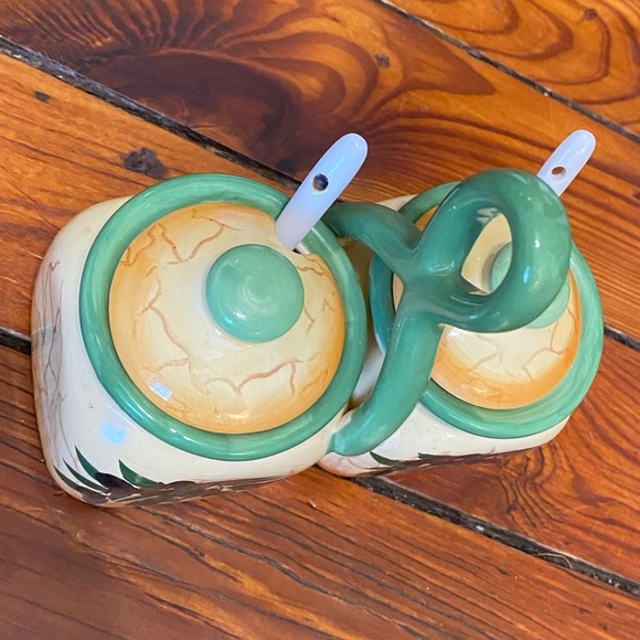 Condiment Spice Jar Container Set Buttercream Olive Branch Design - Picture 2 of 11